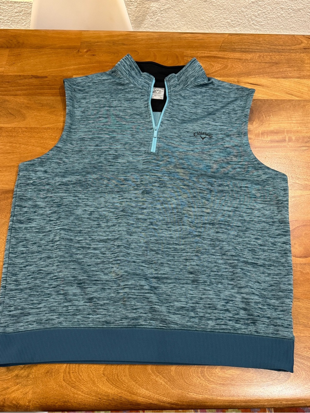Callaway Teal and Black Heathered Weather Series Quarter Zip Golf Vest Size: XXL